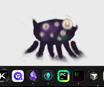 A tentacled form with bright circular markings.
